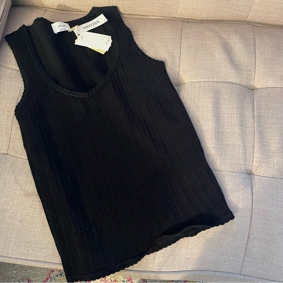 NWT Aritzia Wilfred Watson Top in Black Size Small Pointelle-knit scoopneck top - Picture 12 of 13